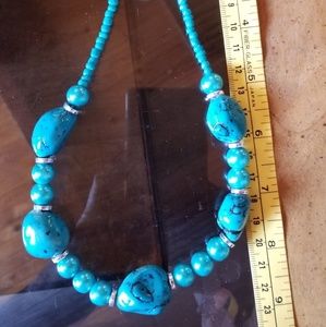 Faux Turquoise necklace with beads
